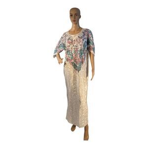 Cypress Women's Flower White Bohemian Print Tunic Two Pocket Dress Size One Size